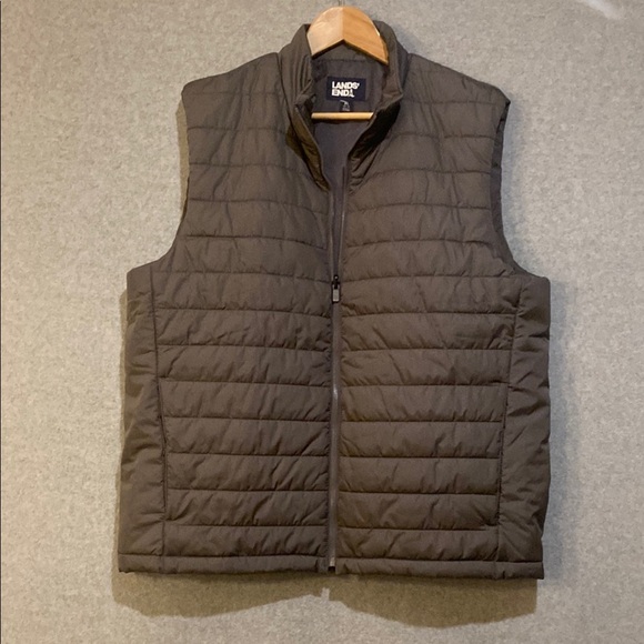 Lands' End Black Quilted Vest with Stand-Up Collar - Picture 1 of 8